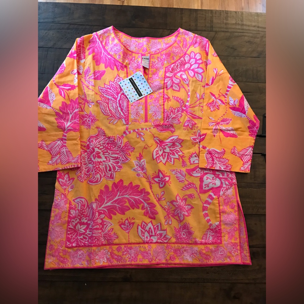 Gretchen Scott Tunic NWT size small, orange, neon pink